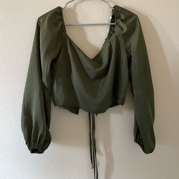 PACSUN Green Long Sleeve Tie Up - Picture 3 of 4